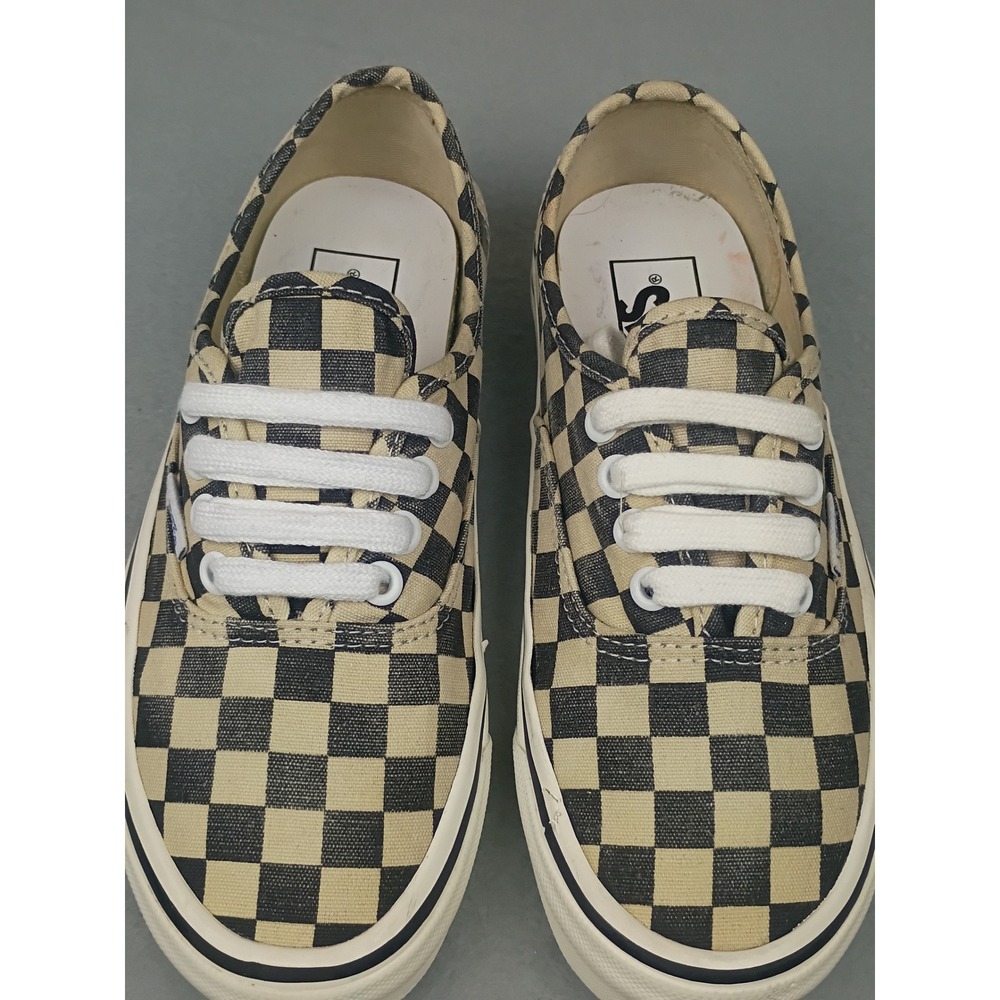 Vans Authentic Style 44 Checkerboard Cream Black Sneakers Mens 5 Womens 6.5